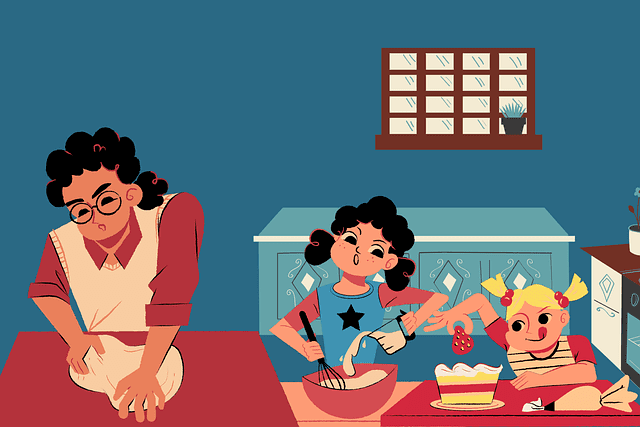 Family cooking together