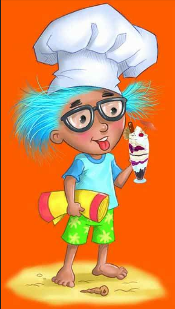 Dom eating a Knickerbocker Glory