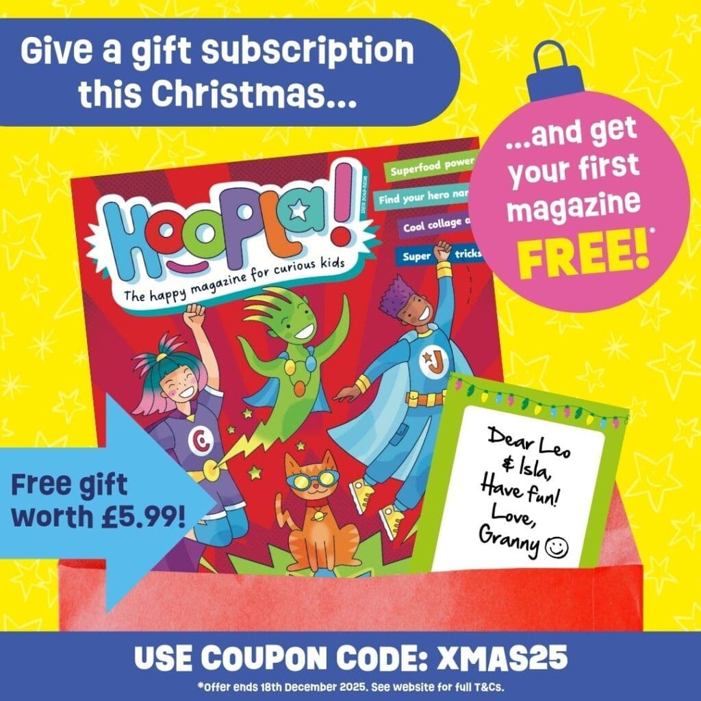 XMAS25 – FREE copy of ‘KAPOW – it’s a superpower party’ in festive packaging